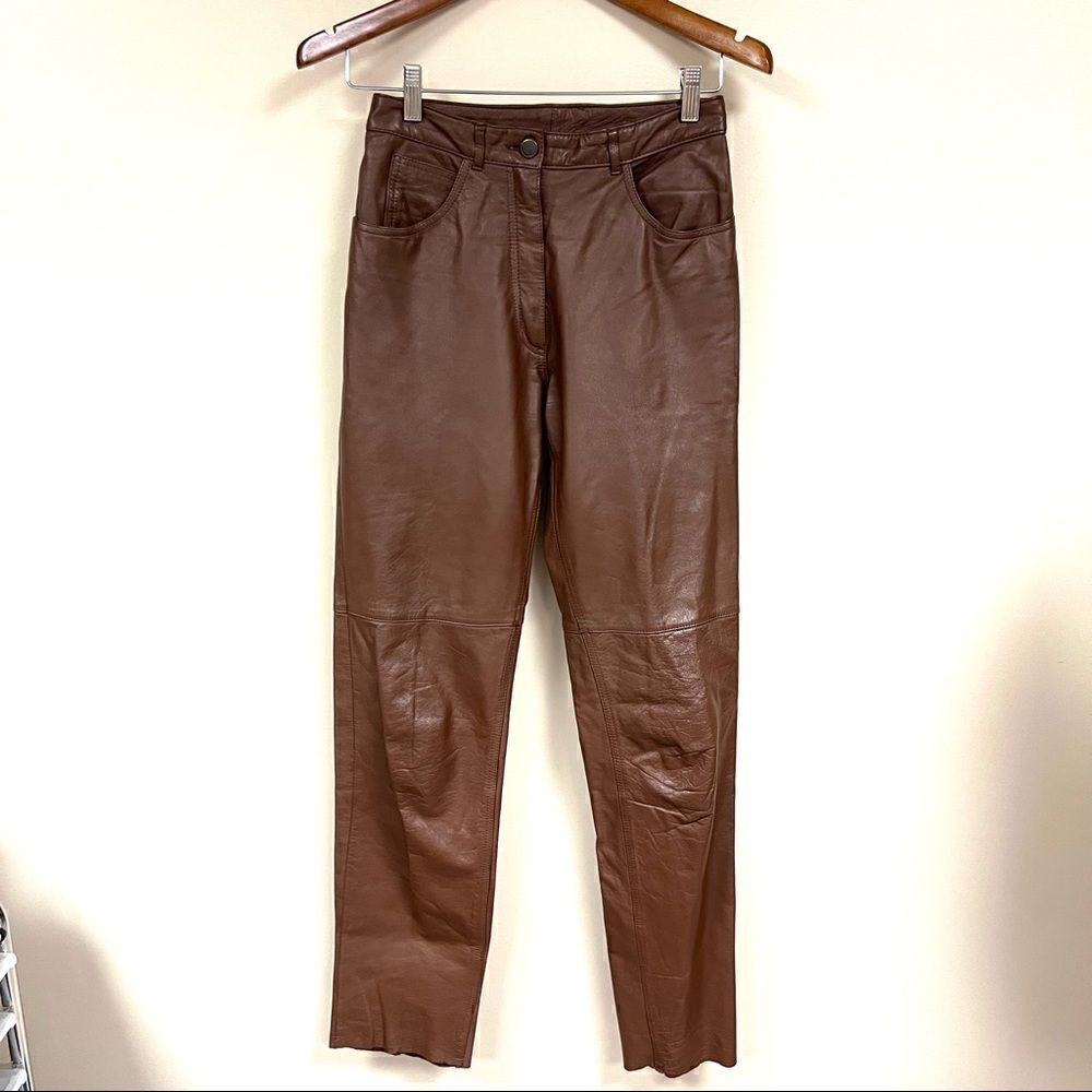 Vintage Pia Rucci dark brown leather pants Sz 0/2